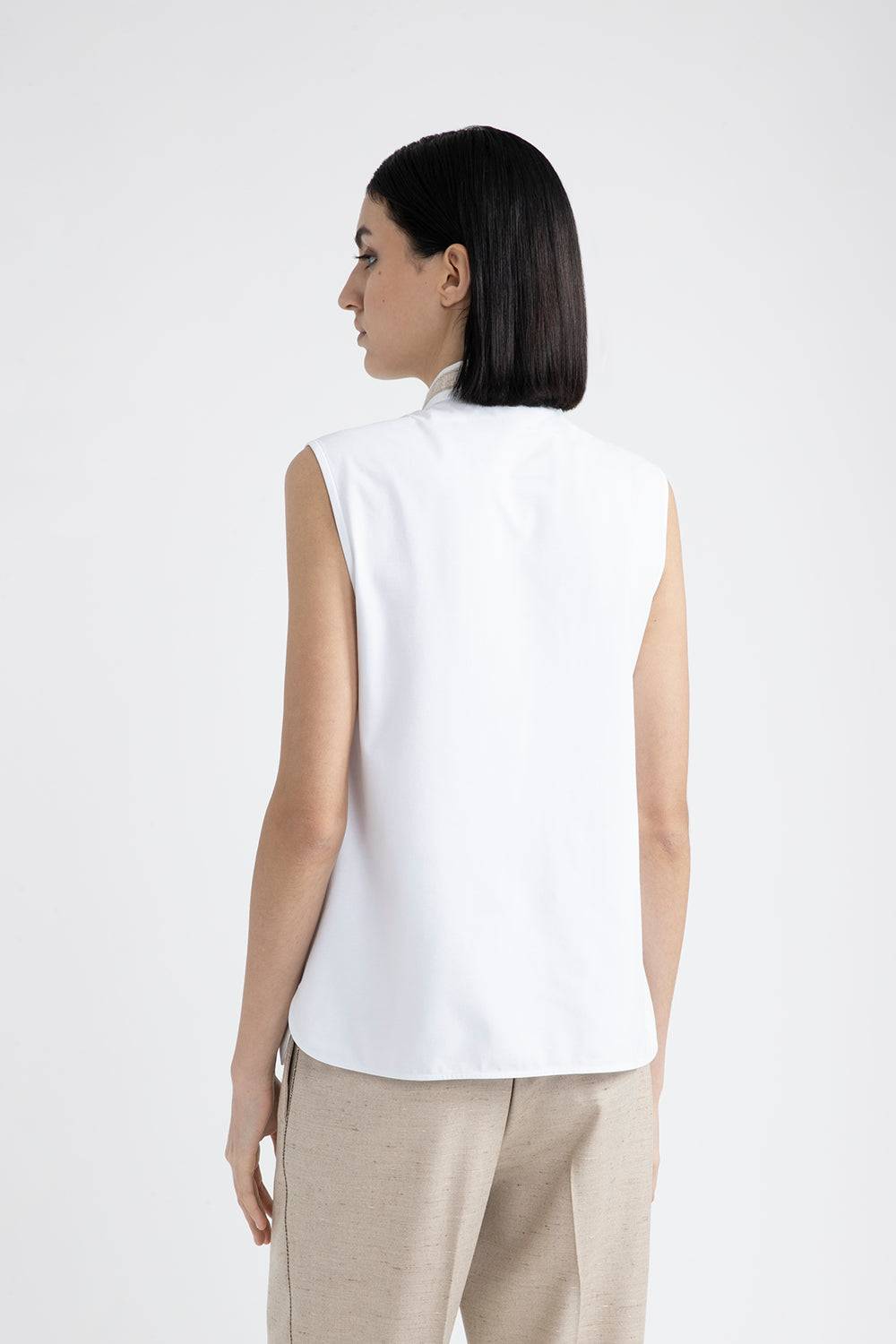 Peserico Top in popeline e jersey di cotone stretch con Punto Luce Qualità