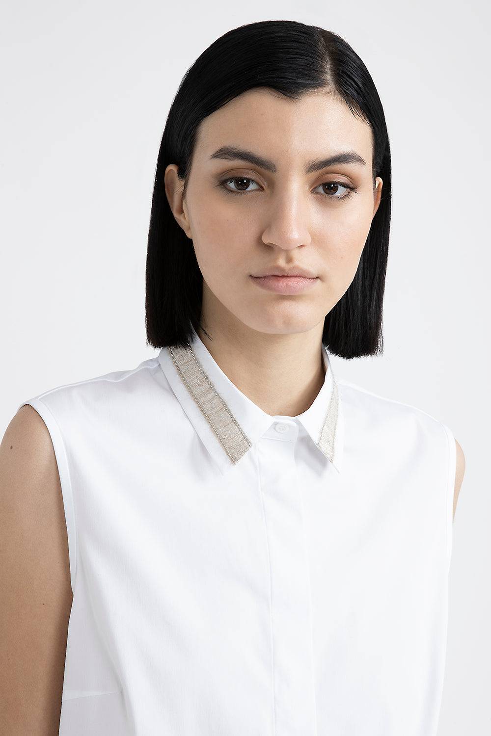 Peserico Top in popeline e jersey di cotone stretch con Punto Luce Qualità