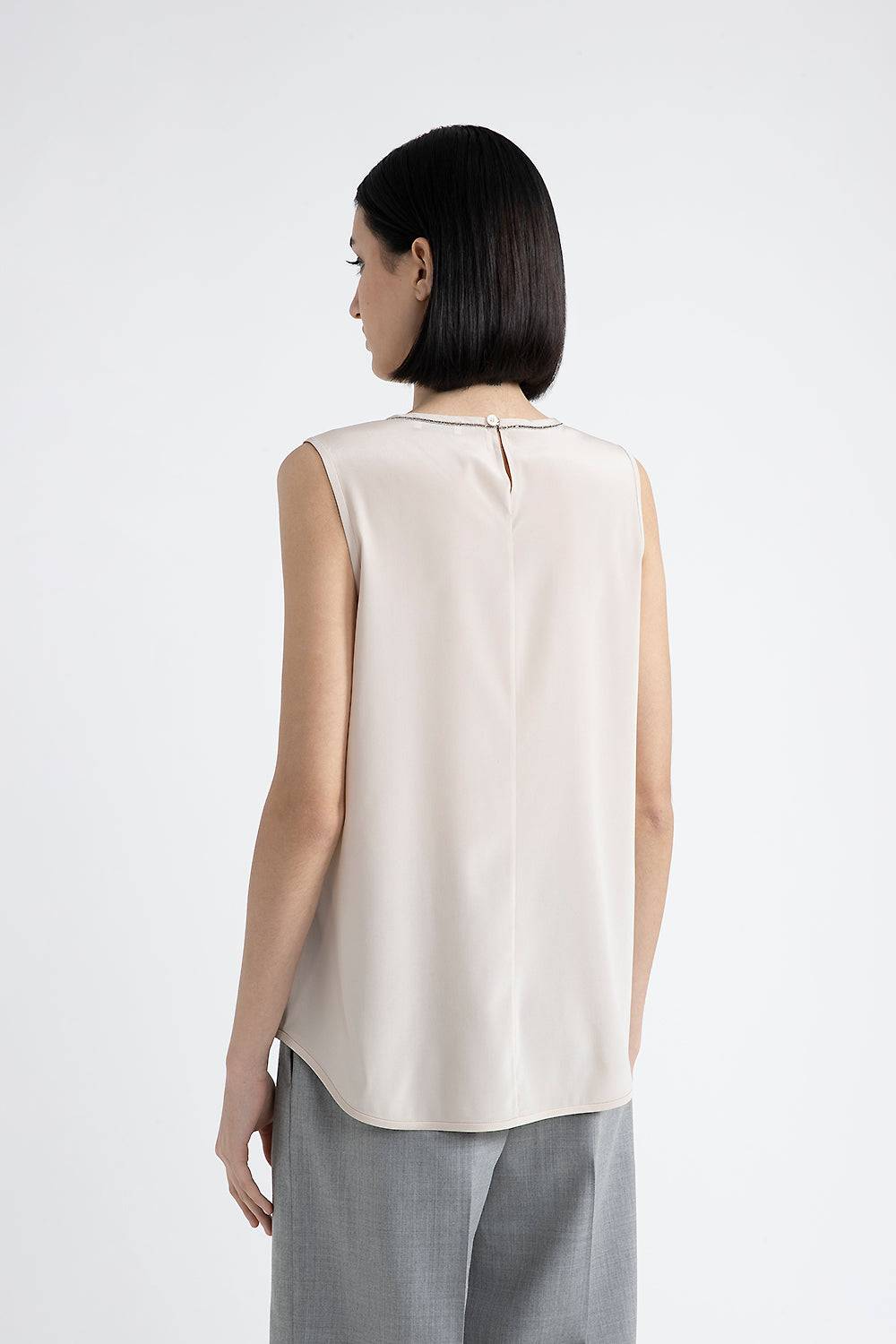 Peserico Top in crepe de chine di seta stretch con Punto Luce Spedizione Gratuita