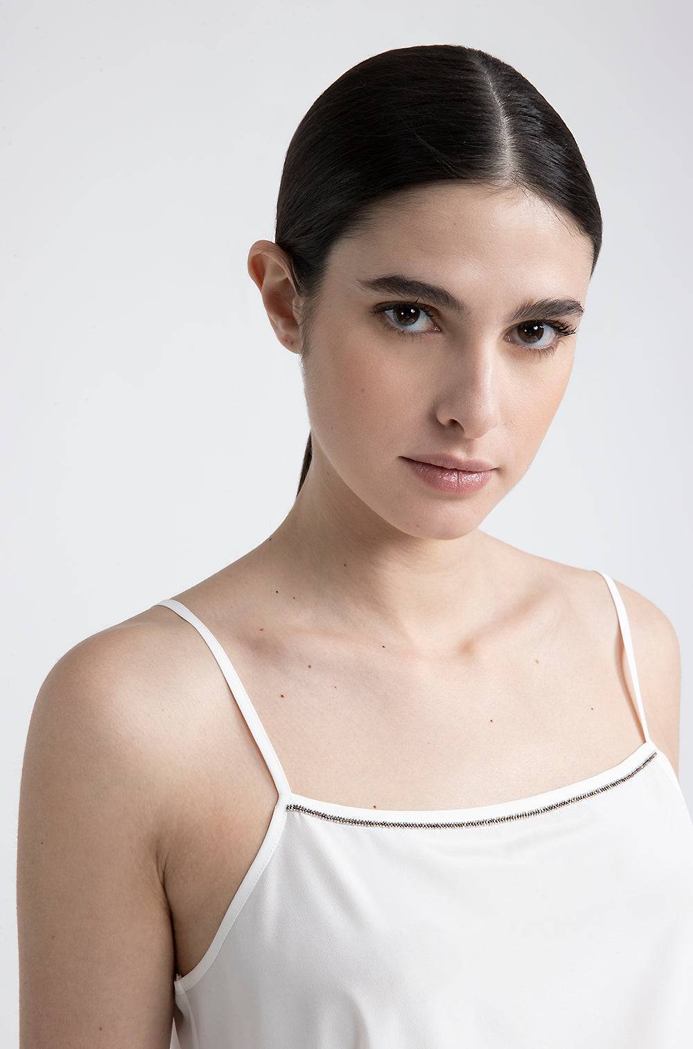 Peserico Top con spalline in crepe de chine in seta stretch Soddisfazione Garantita