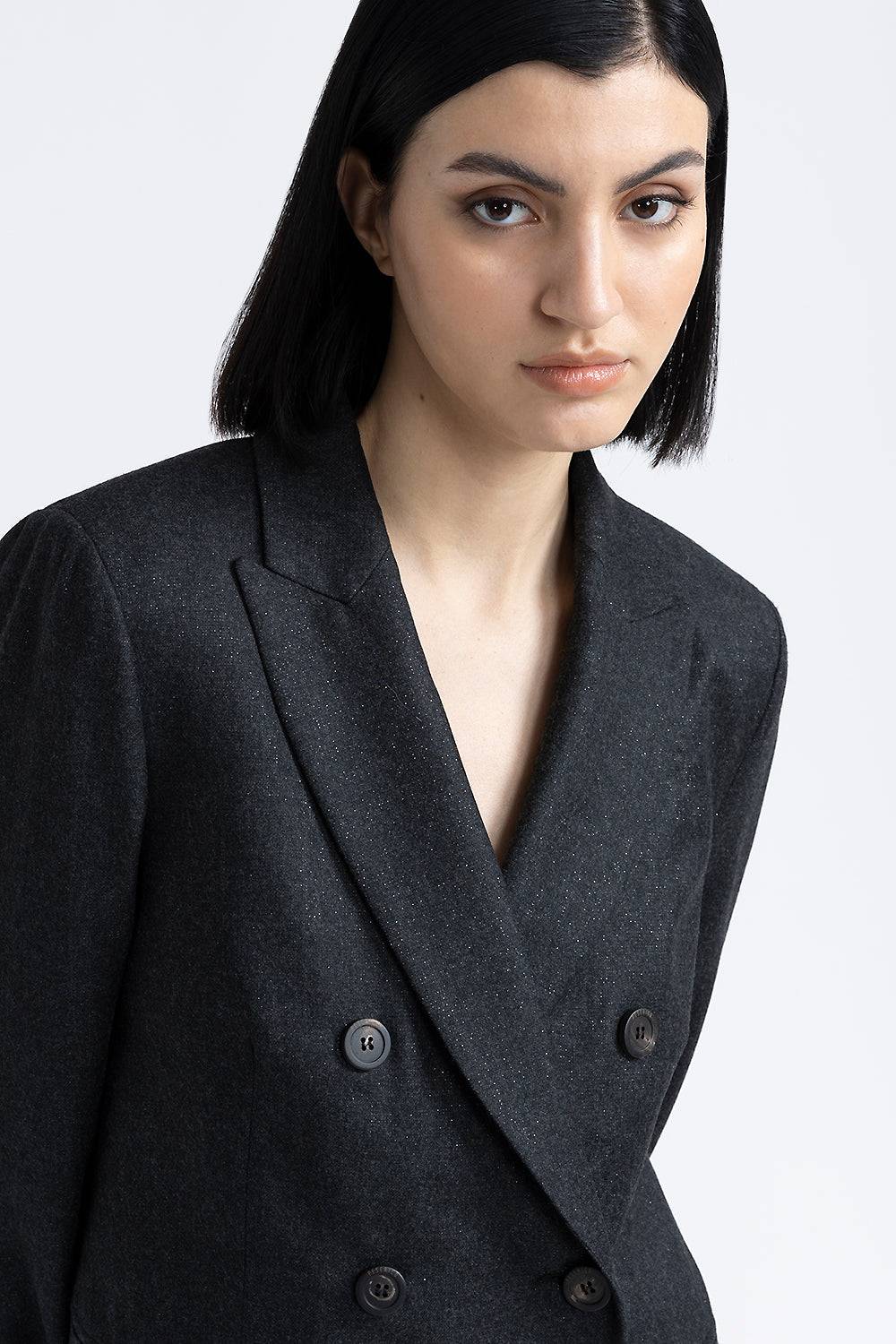 Peserico Blazer doppiopetto in flanella di lana lurex Prezzo Ridotto