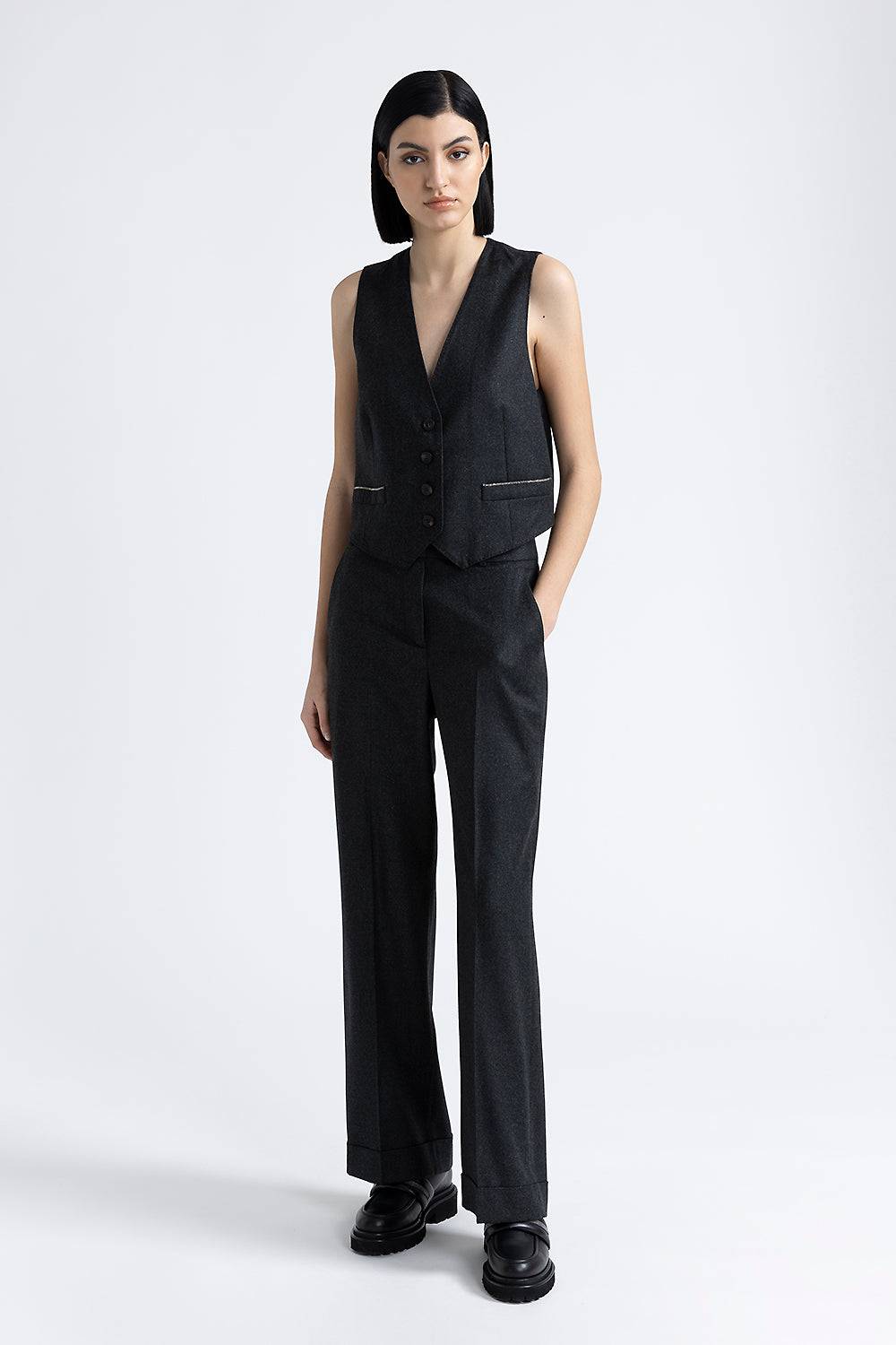 Peserico Gilet di flanella in lana lurex con Punto Luce Sottocosto