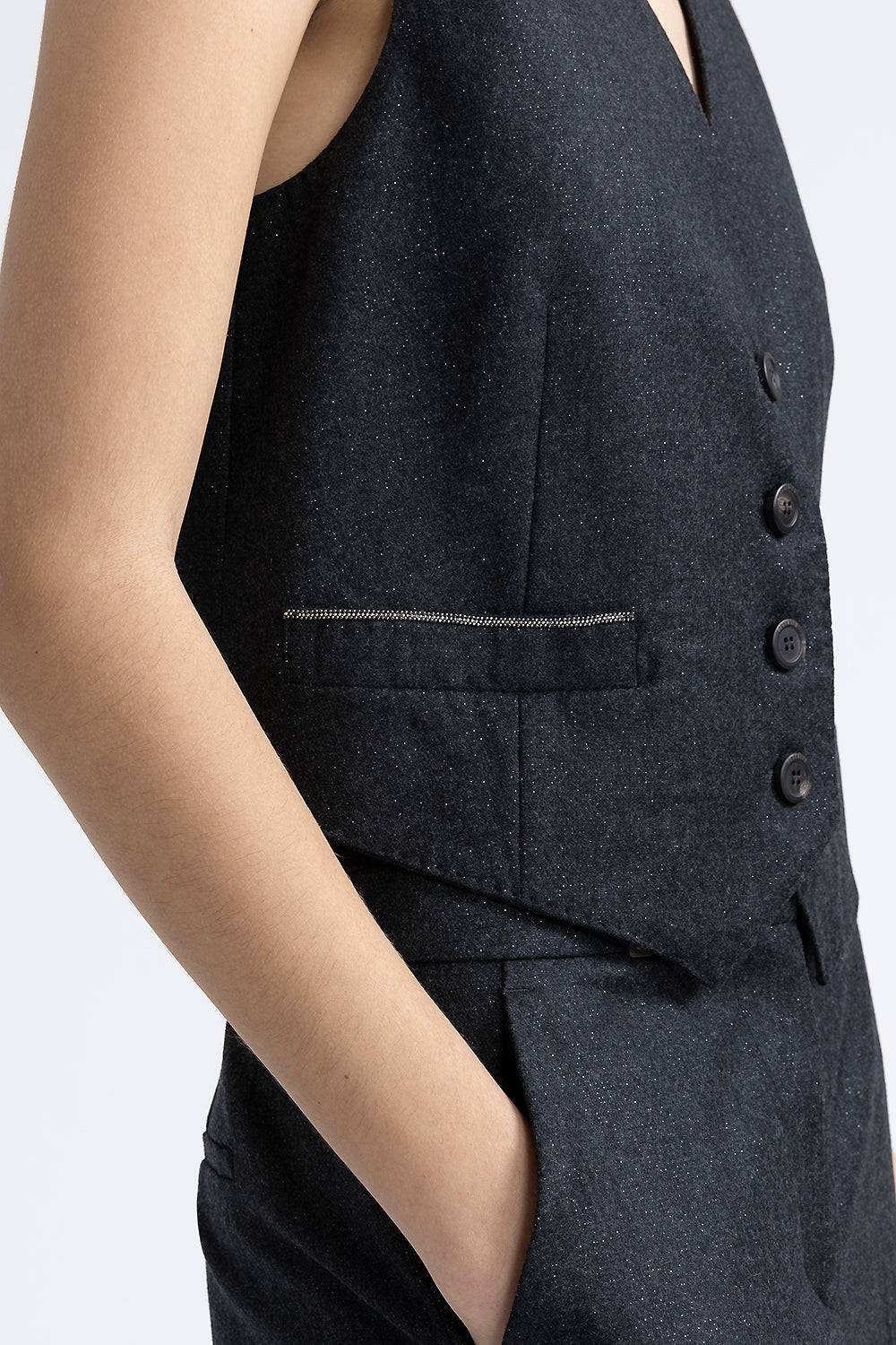 Peserico Gilet di flanella in lana lurex con Punto Luce Sottocosto