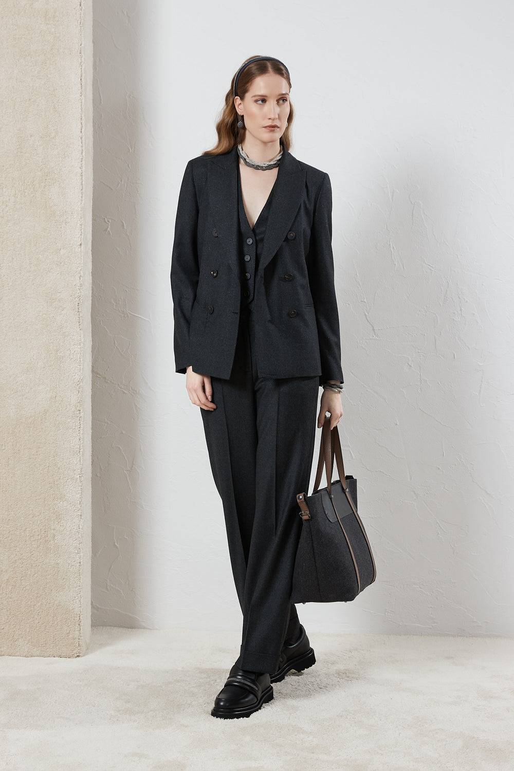 Peserico Gilet di flanella in lana lurex con Punto Luce Sottocosto