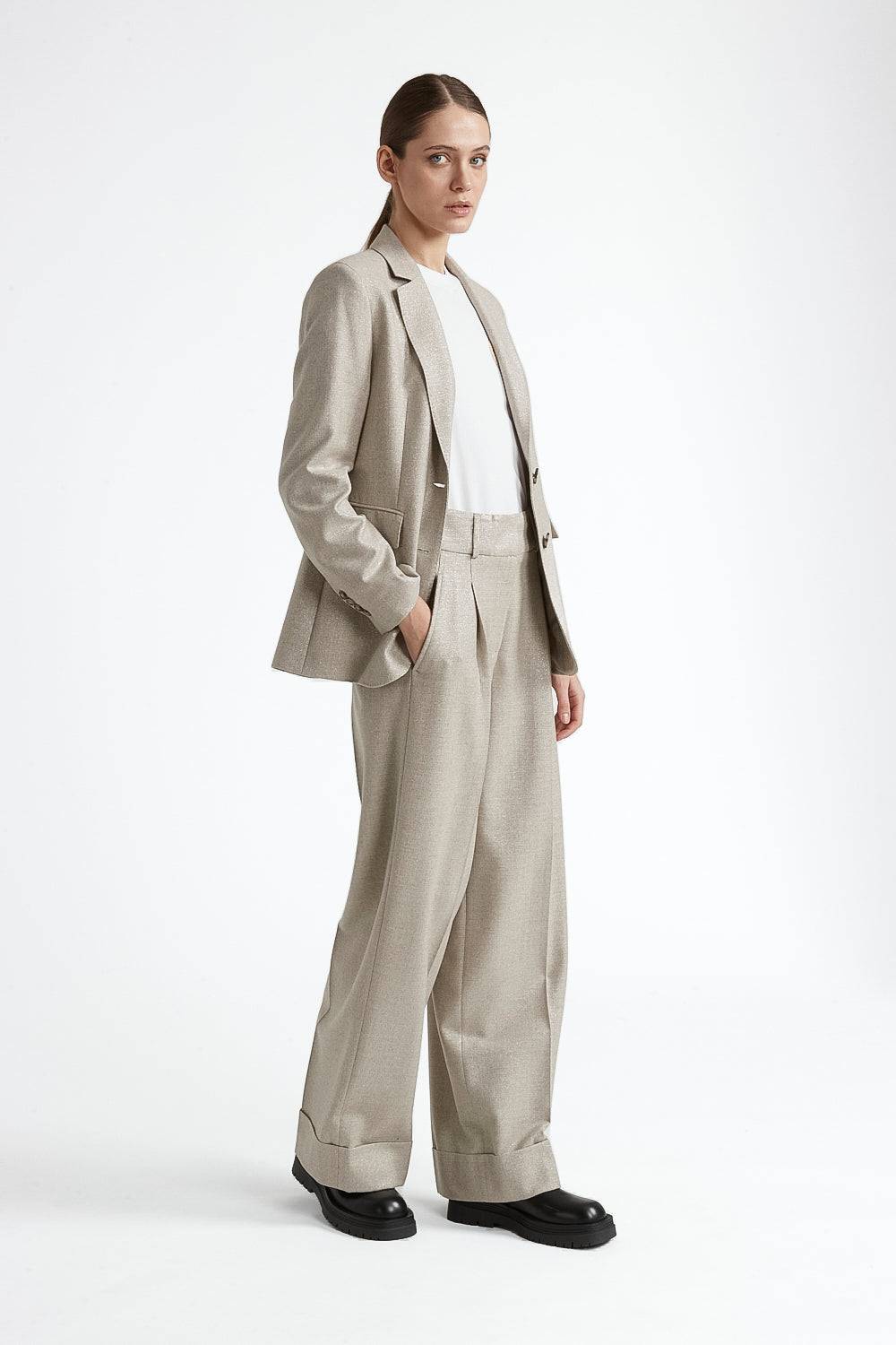 Peserico Blazer monopetto in lana stretch con lurex Novità