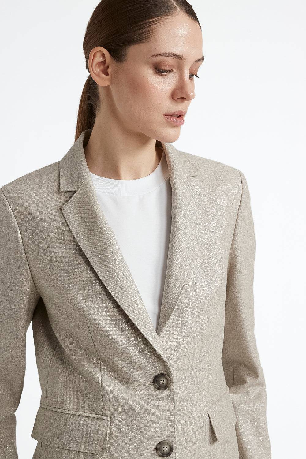 Peserico Blazer monopetto in lana stretch con lurex Novità