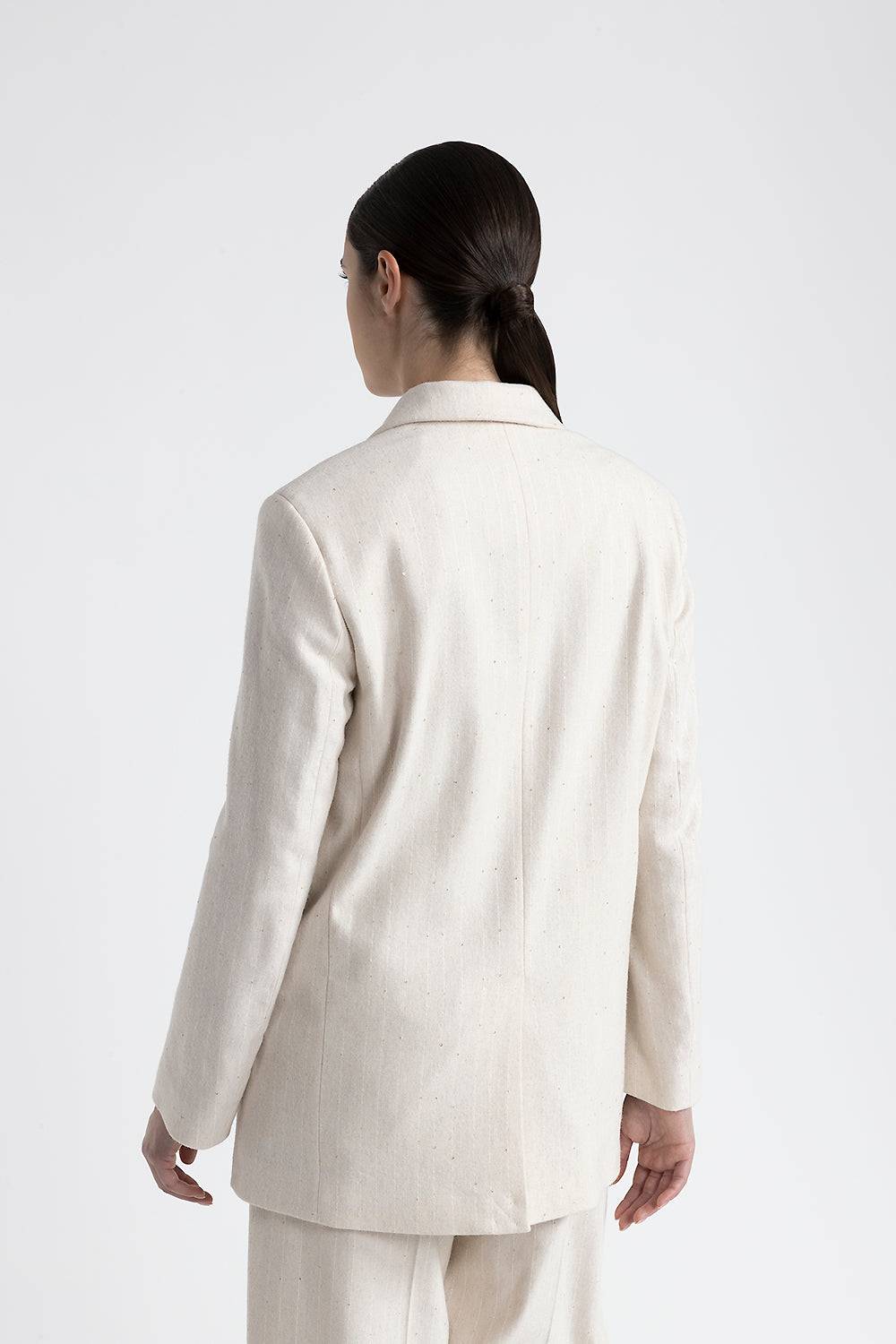 Peserico Blazer doppiopetto in flanella gessata di lana e viscosa Offerta