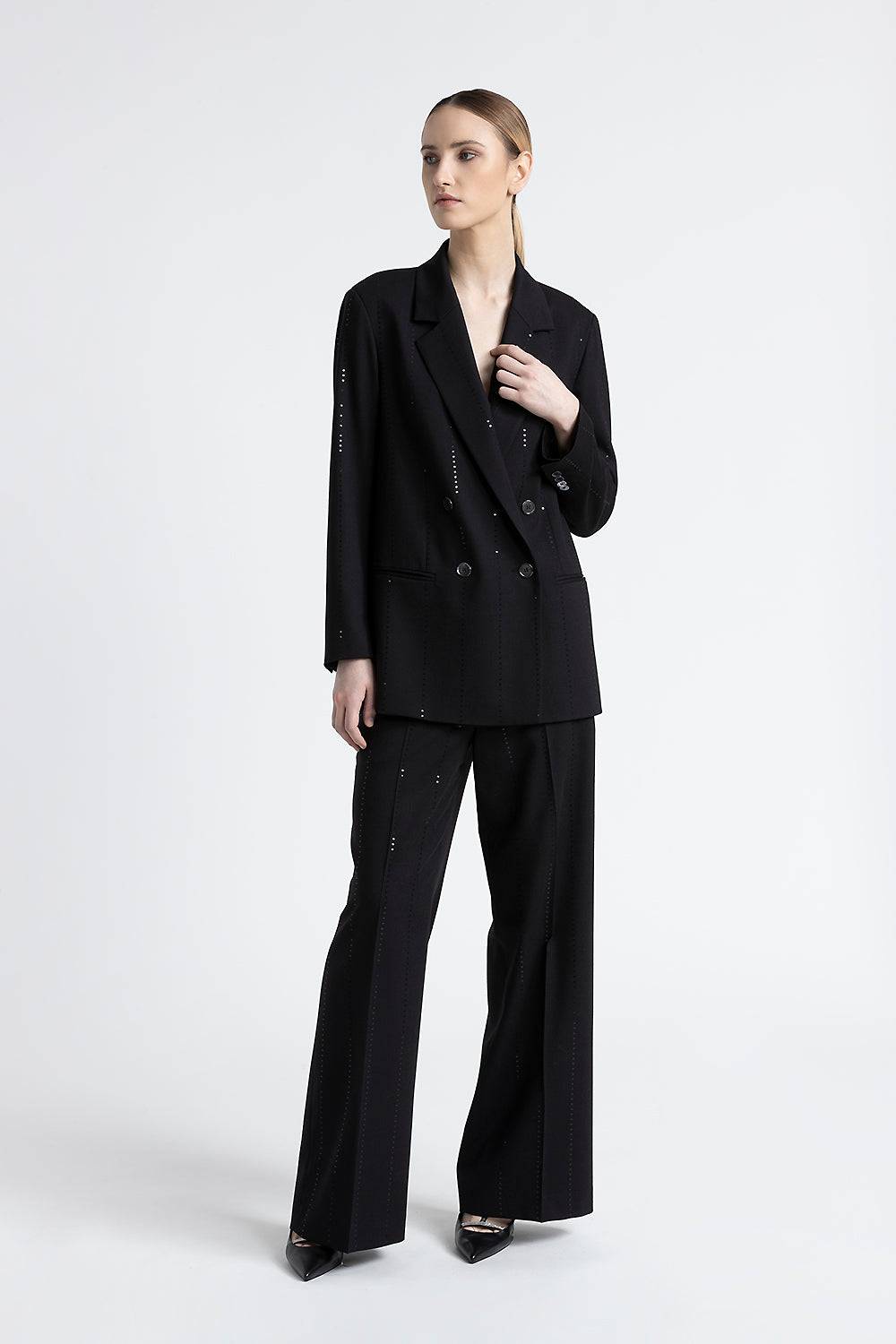Peserico Blazer doppiopetto in lana tecnica con micropaillettes Outlet
