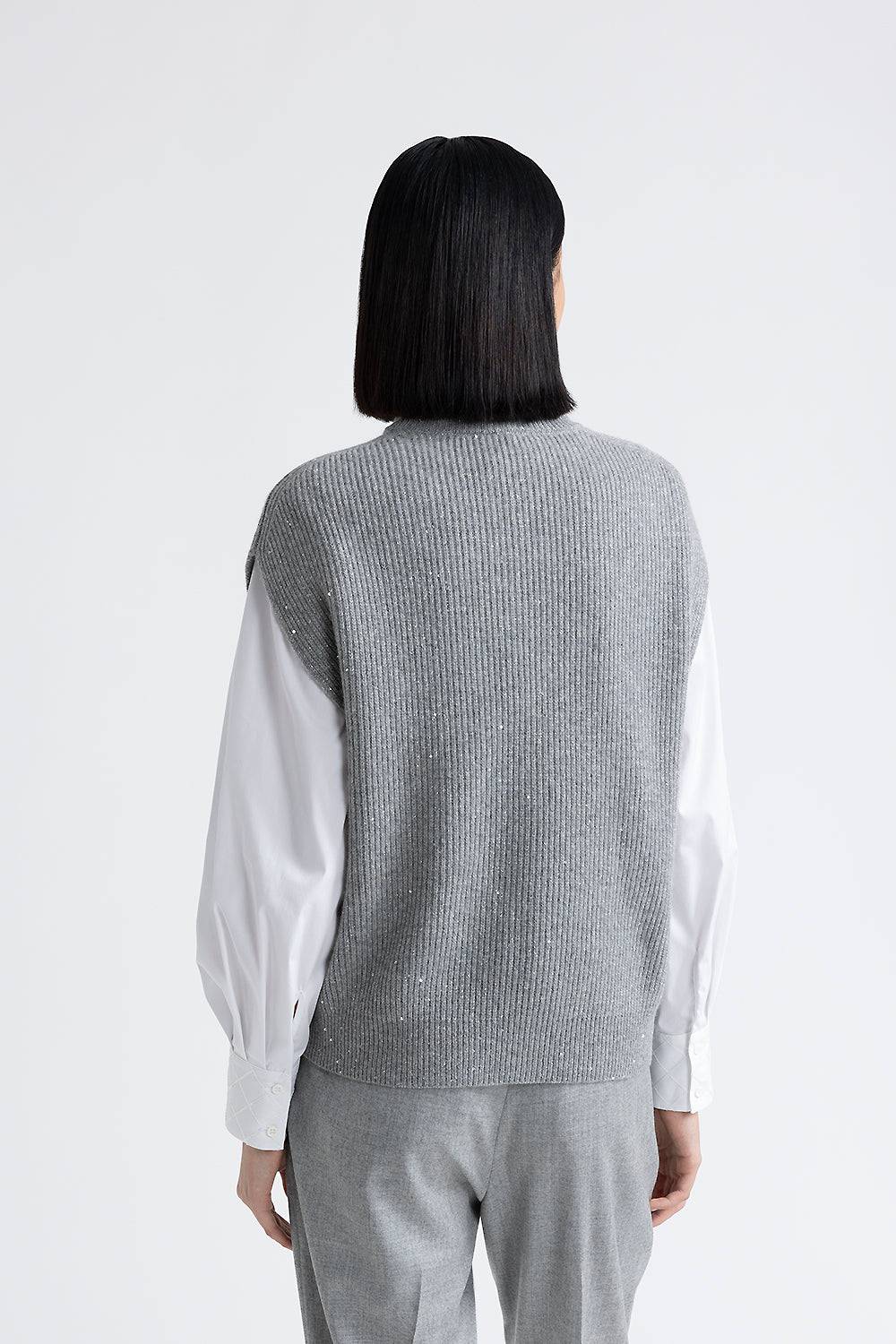 Peserico Cappa senza maniche in lana e cashmere con lurex e paillettes Saldi Di Fabbrica