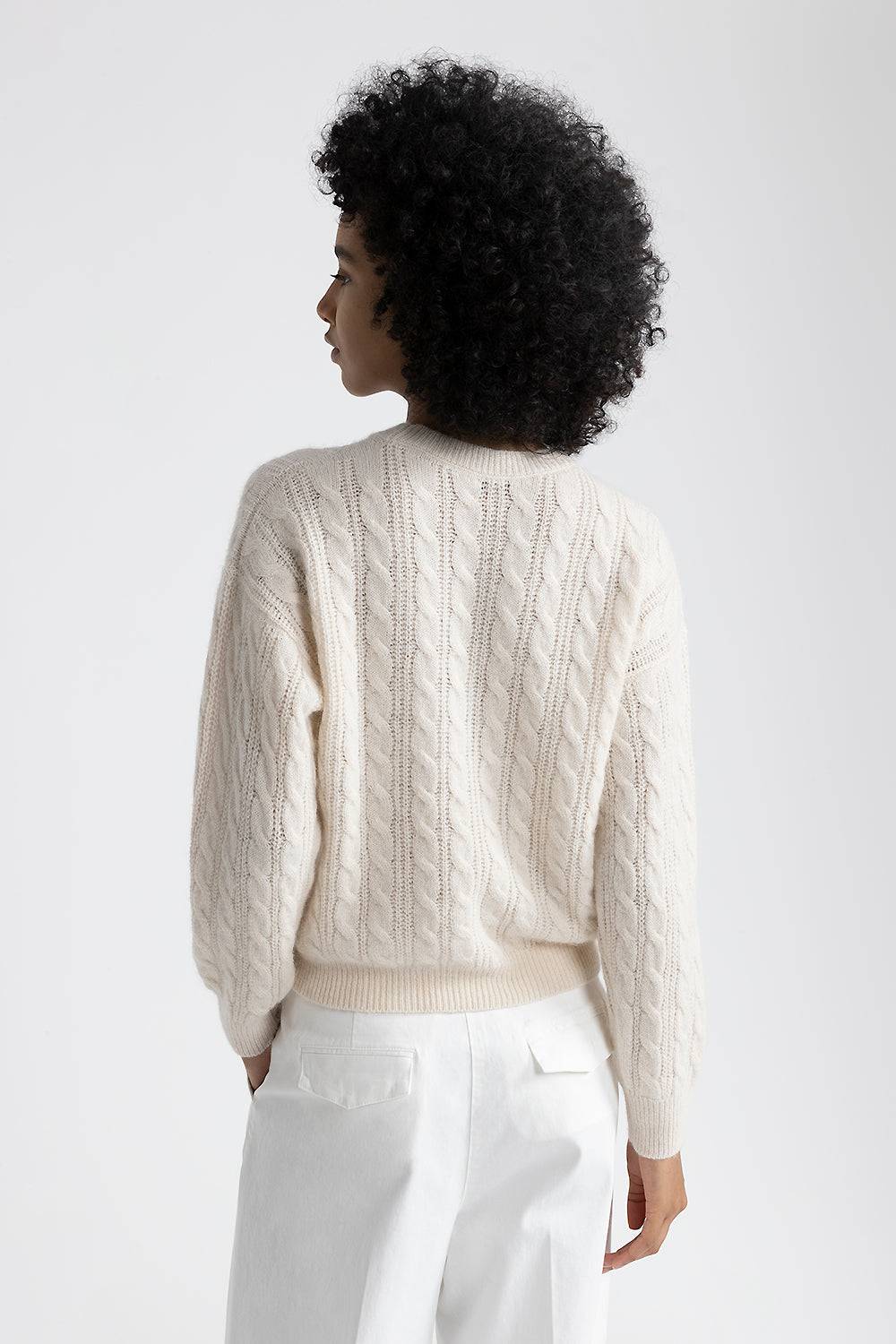 Peserico Maglia girocollo a coste e trecce Vendite Flash