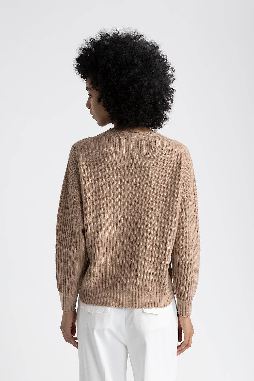 Peserico Maglia girocollo in lana, seta e cashmere con lurex Moda