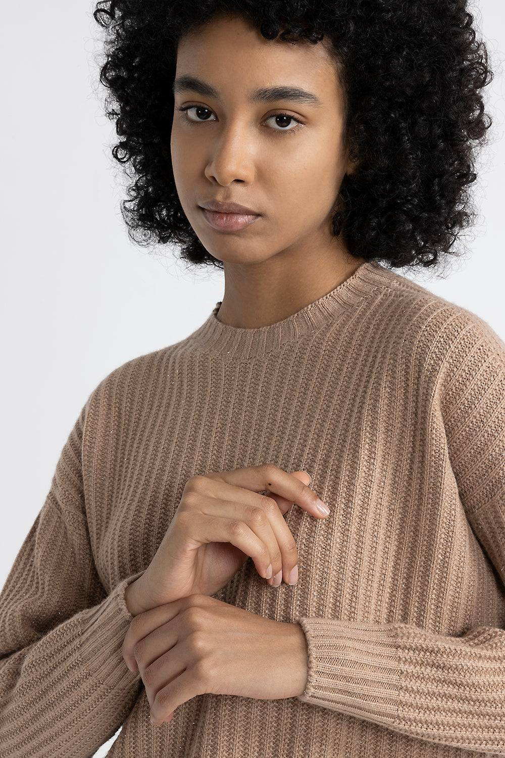 Peserico Maglia girocollo in lana, seta e cashmere con lurex Moda