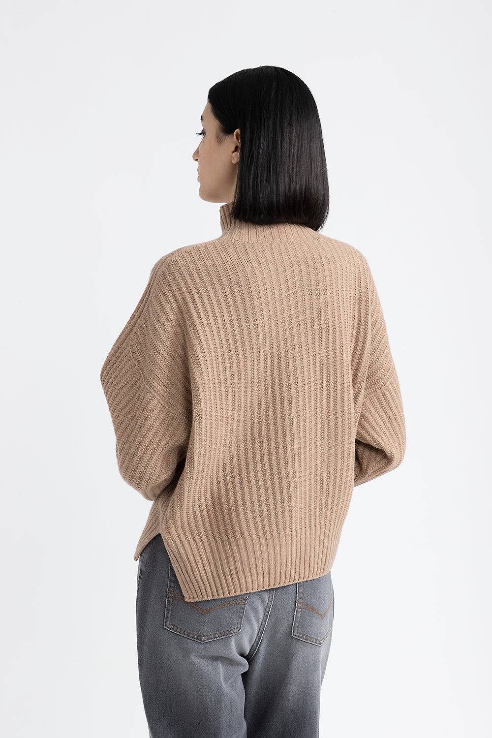 Peserico Maglia con collo a lupetto in lana, seta e cashmere con lurex 2025