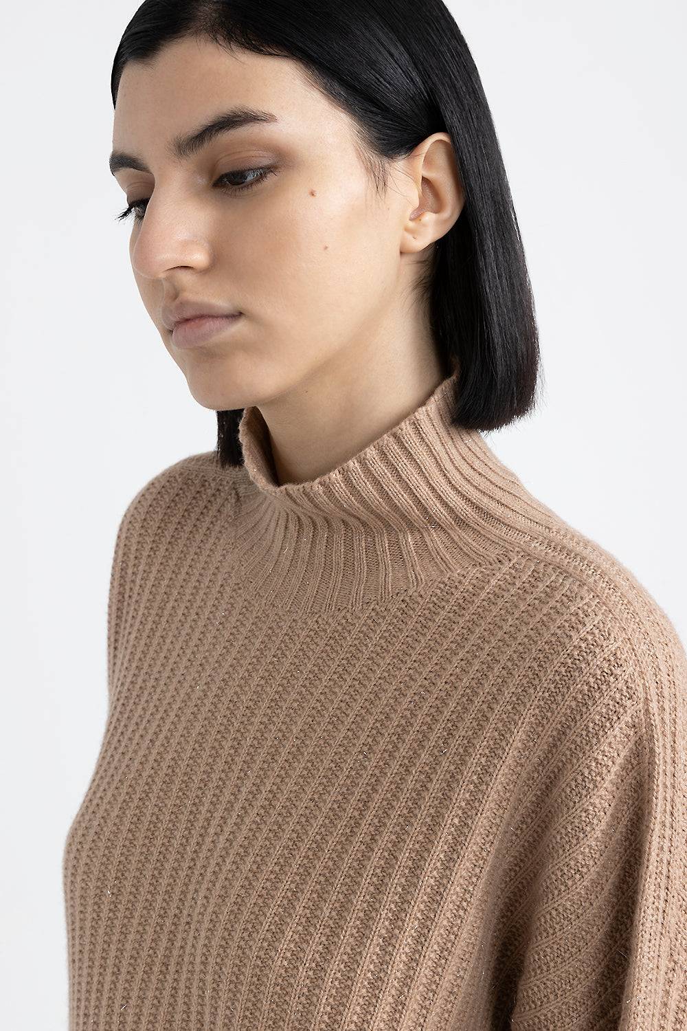 Peserico Maglia con collo a lupetto in lana, seta e cashmere con lurex 2025