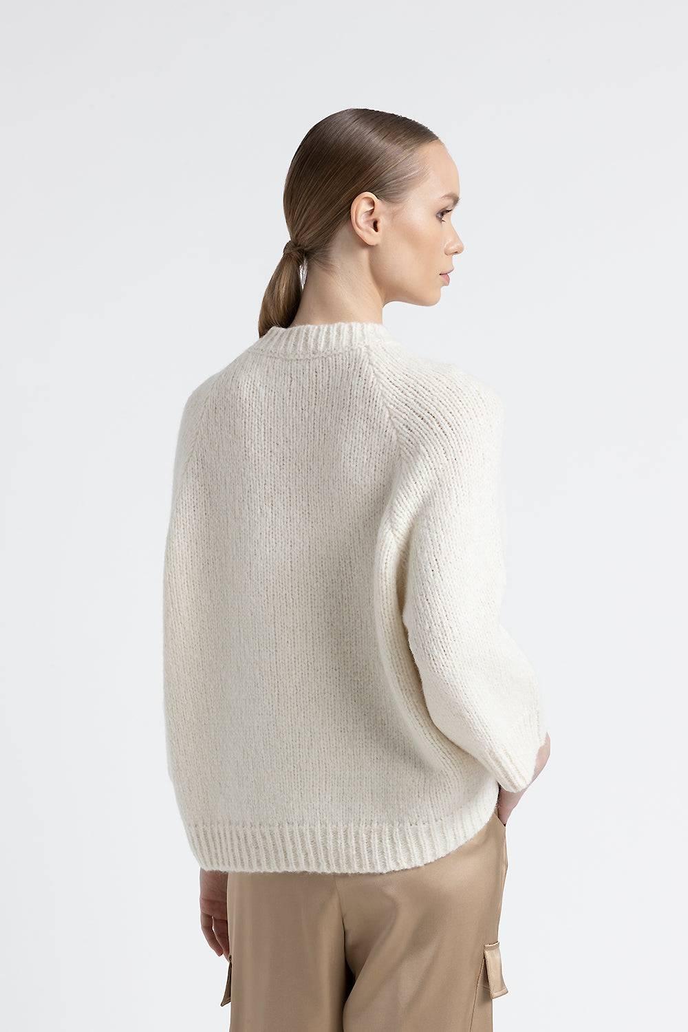 Peserico Maglia crop con ricamo in alpaca e lana Qualità