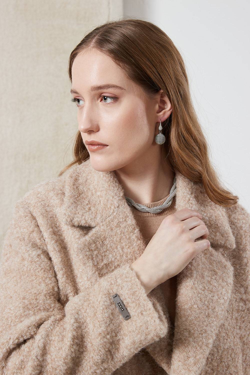 Peserico Blazer crop in panno bouclé di lana e alpaca Shopping Online