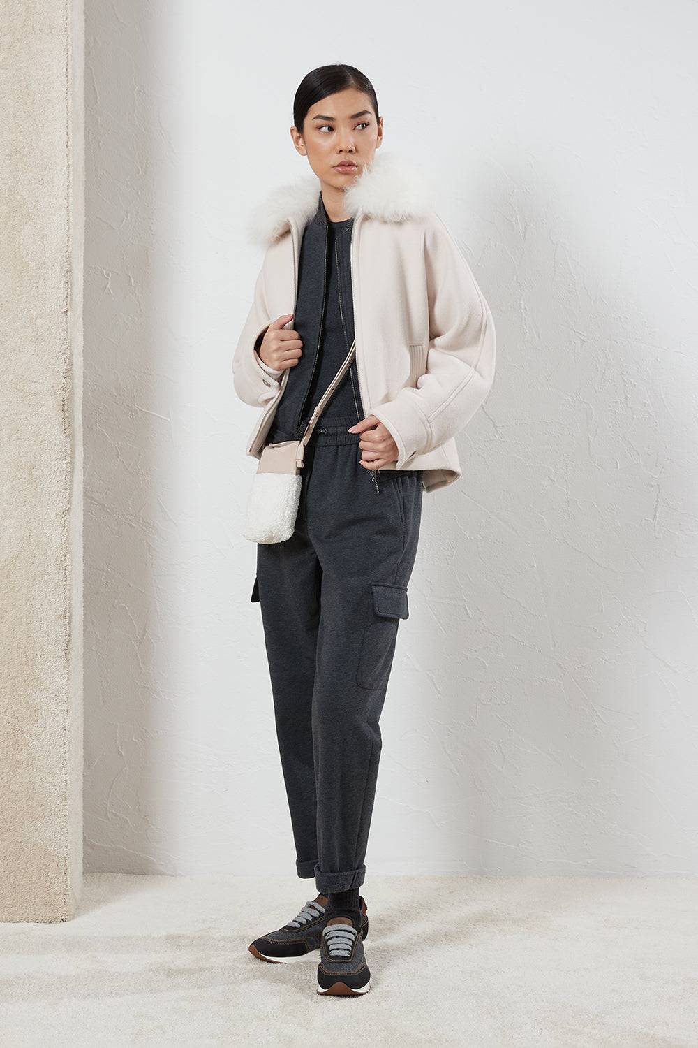 Peserico Felpa di cotone stretch smerigliata con Punto Luce Online