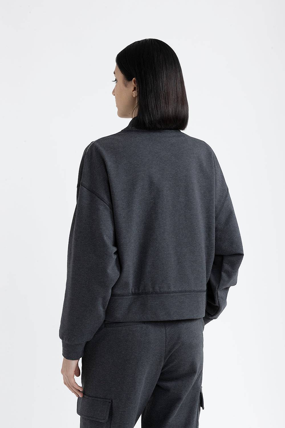 Peserico Felpa di cotone stretch smerigliata con Punto Luce Online
