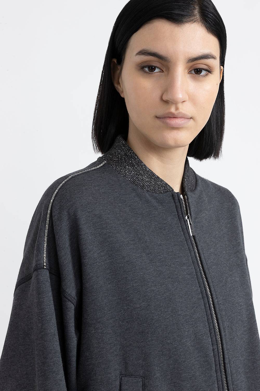 Peserico Felpa di cotone stretch smerigliata con Punto Luce Online