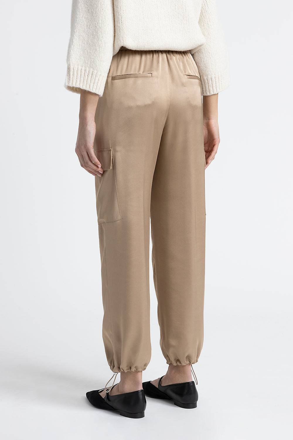 Peserico Pantalone cargo baggy in raso di viscosa In Saldo