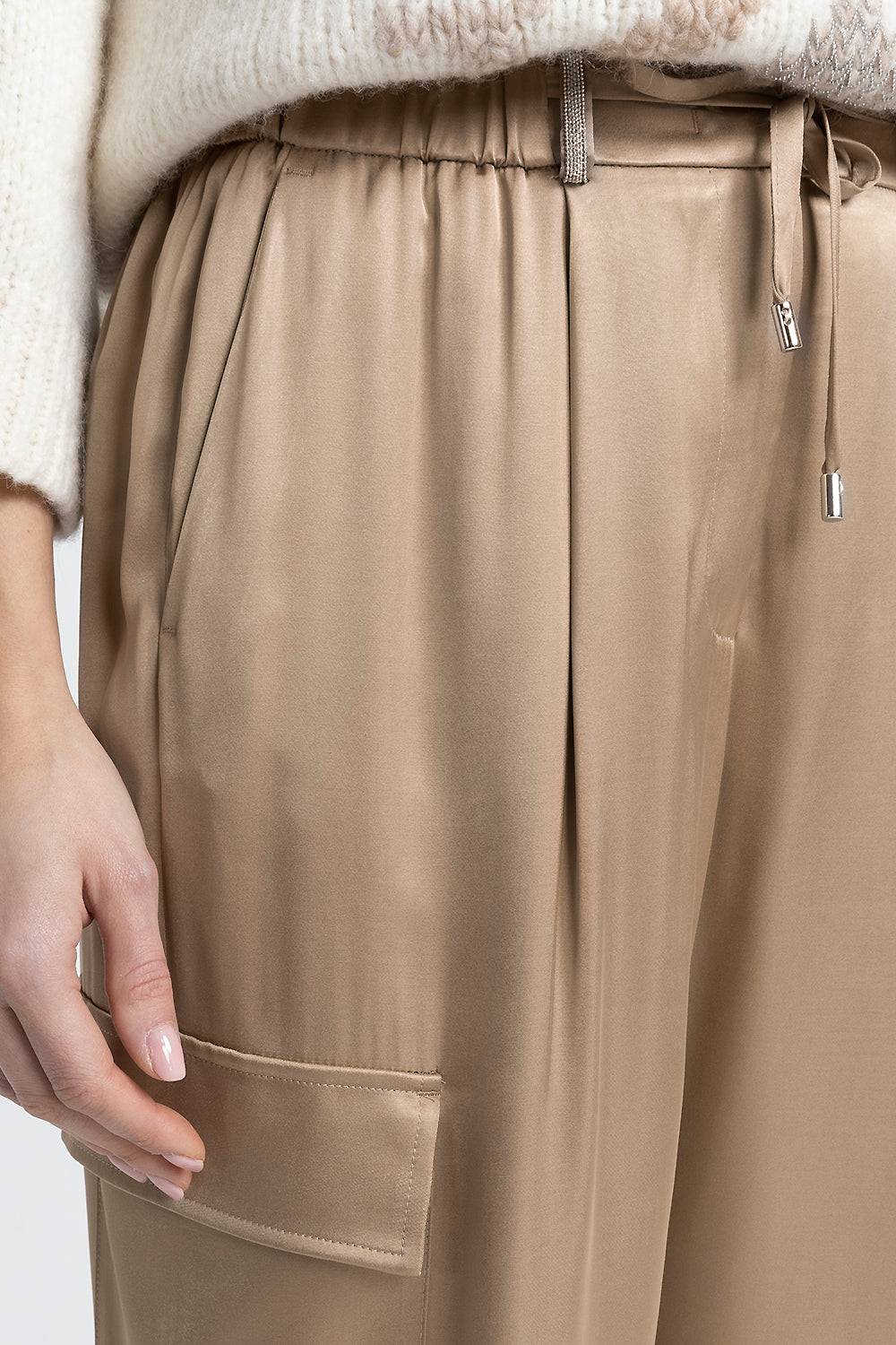 Peserico Pantalone cargo baggy in raso di viscosa In Saldo