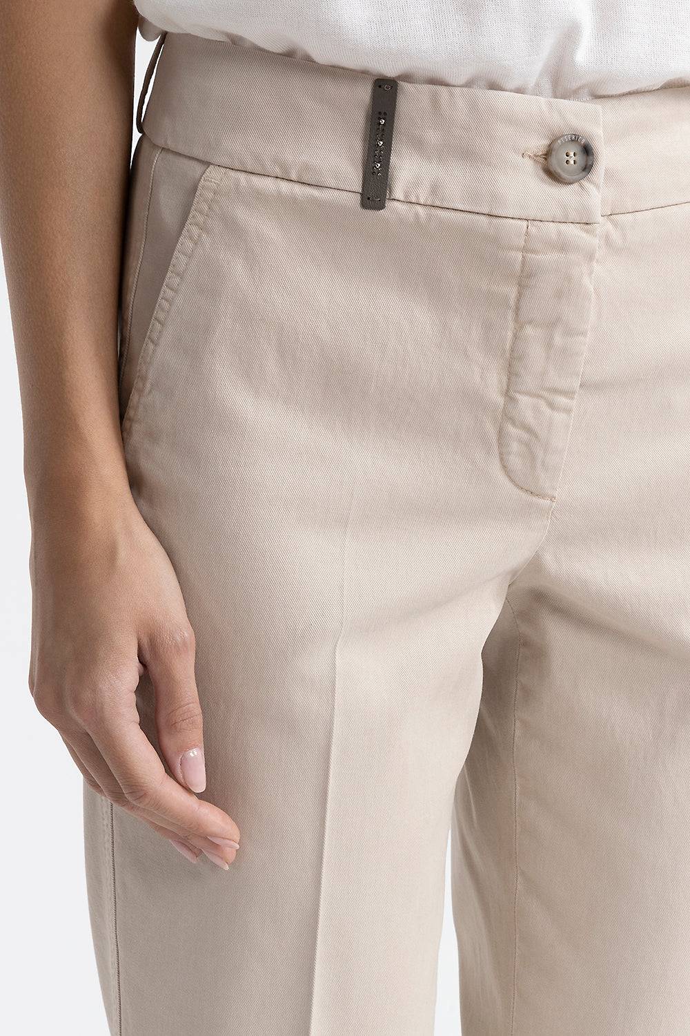 Peserico Pantalone a sigaretta in gabardina mano pesca Italia