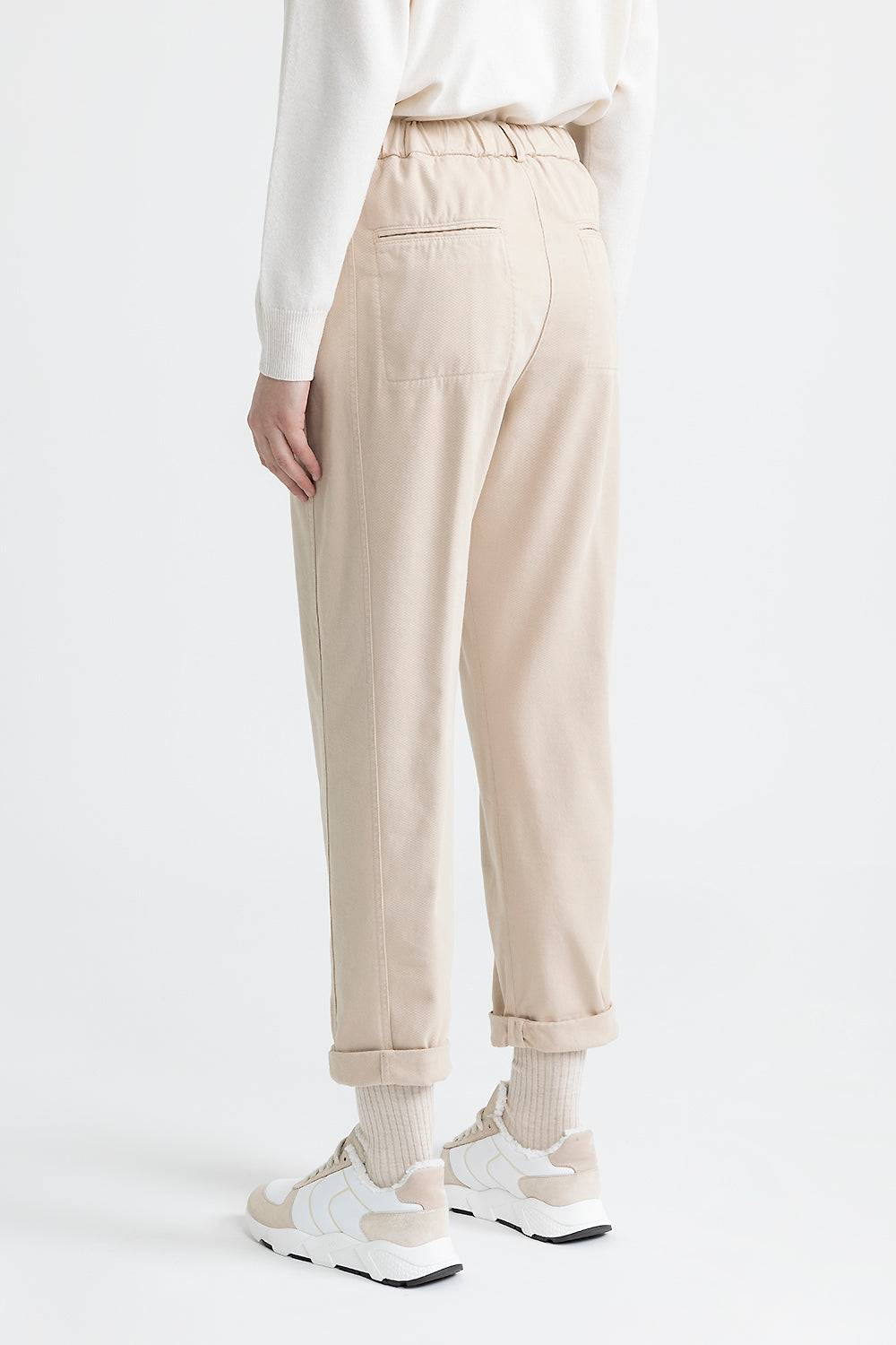 Peserico Pantalone carrot con pince in gabardina di cotone Vendita