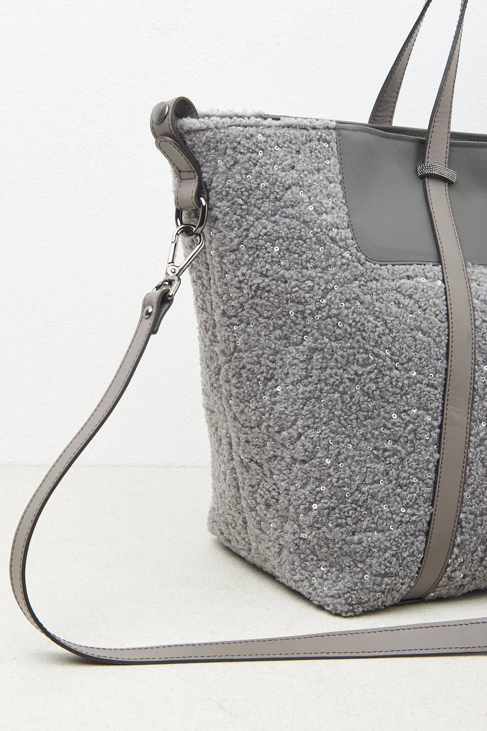 Peserico Borsa shopping in eco-pelliccia con paillettes e Punto Luce Convenienza