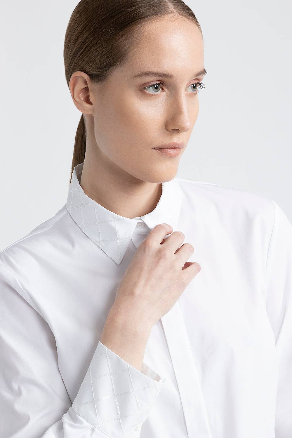 Peserico Camicia in popeline di cotone con paillettes Online