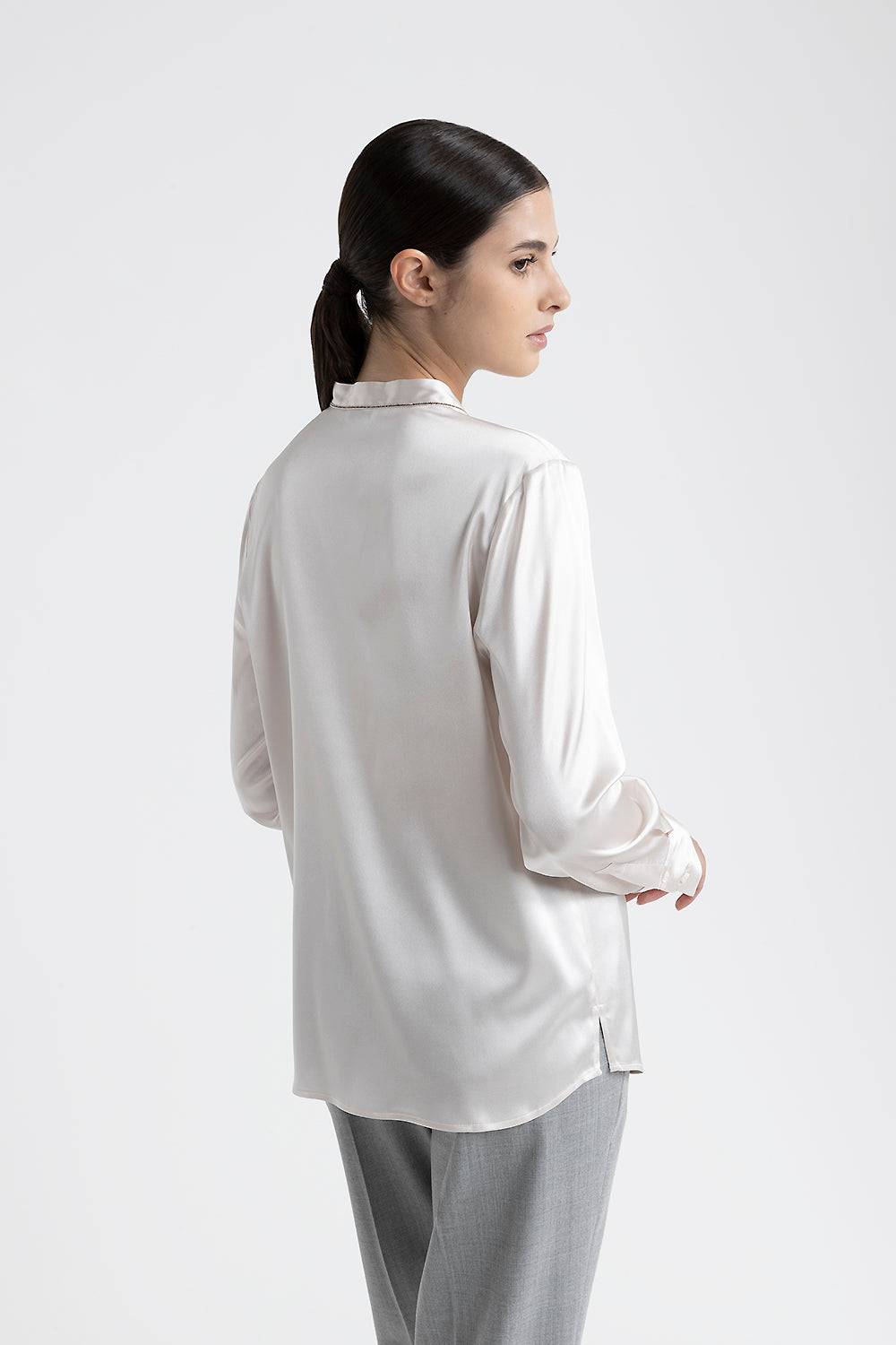 Peserico Camicia in raso di seta lucido Vendita Calda