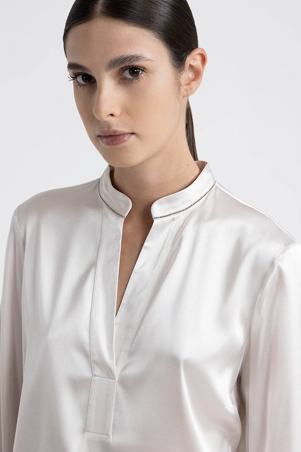 Peserico Camicia in raso di seta lucido Vendita Calda