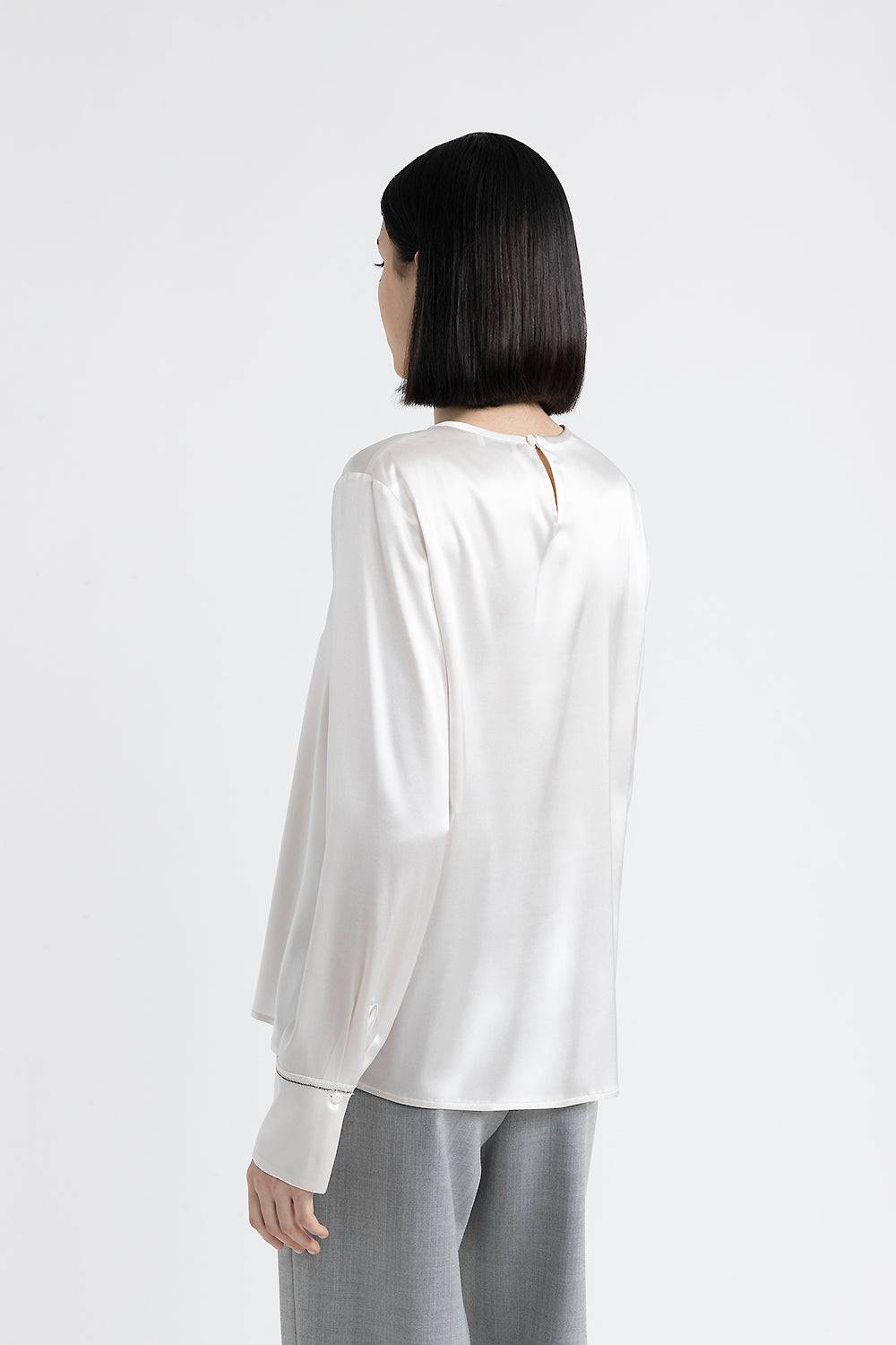 Peserico Camicia in raso di seta con Punto Luce Saldi Di Fabbrica