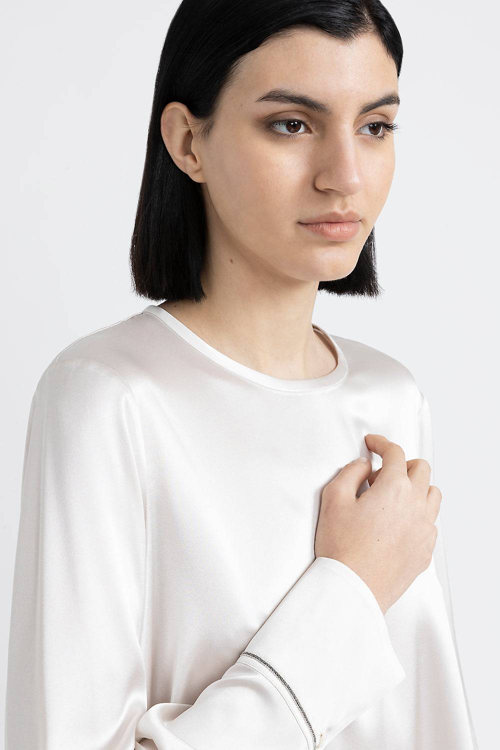 Peserico Camicia in raso di seta con Punto Luce Saldi Di Fabbrica