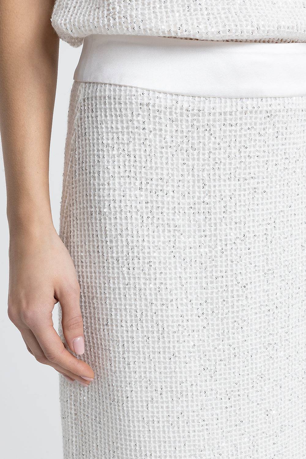 Peserico Gonna lunga in rete di lana, mohair e seta con paillettes Promozione