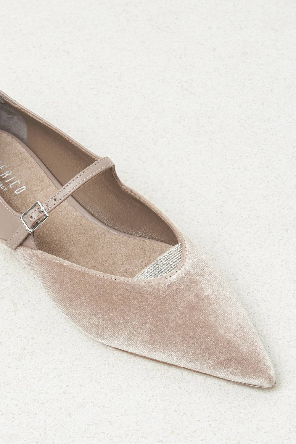 Peserico Ballerina flat in velluto e pelle Negozi Online