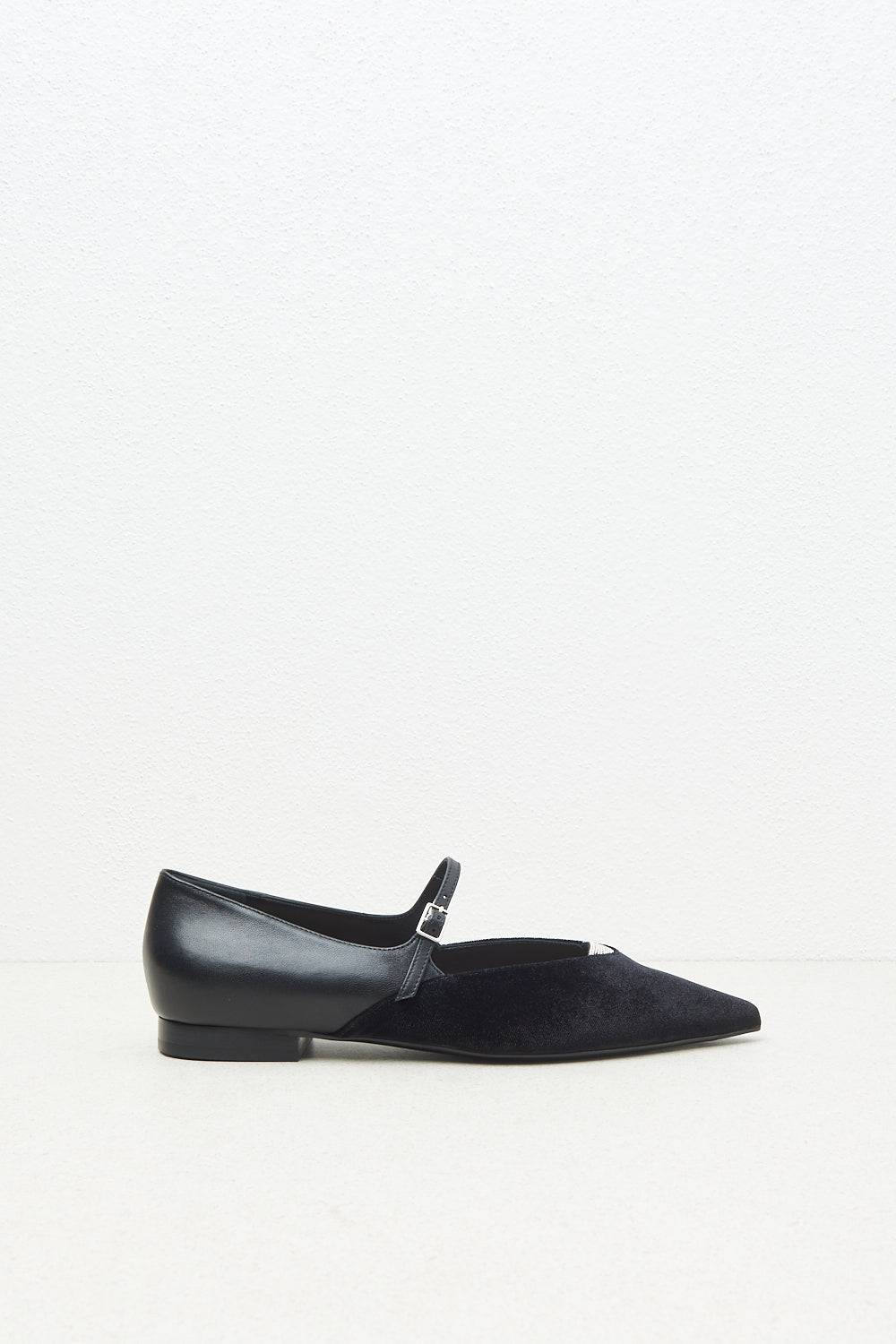 Peserico Ballerina flat in velluto e pelle Acquista Ora