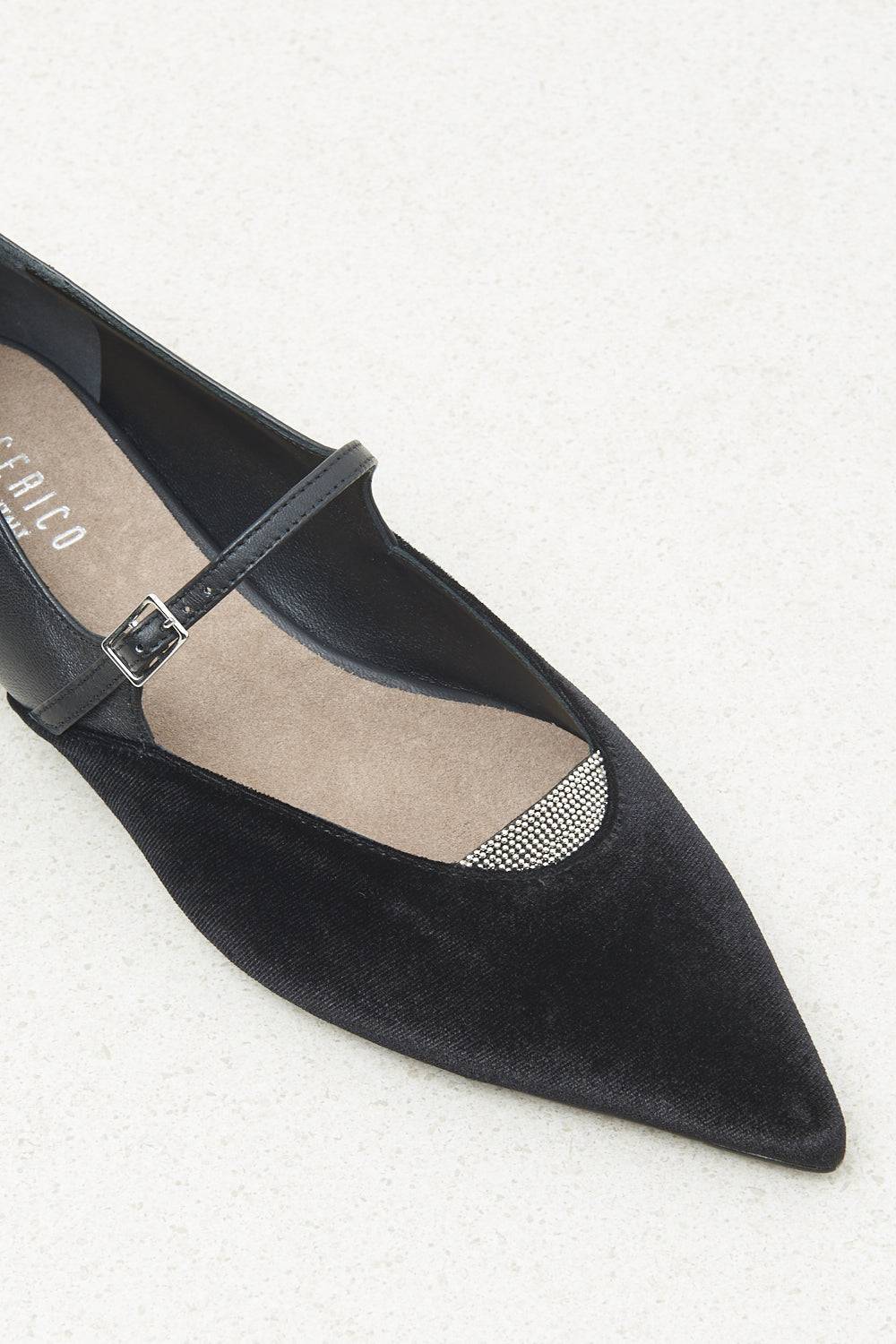 Peserico Ballerina flat in velluto e pelle Acquista Ora