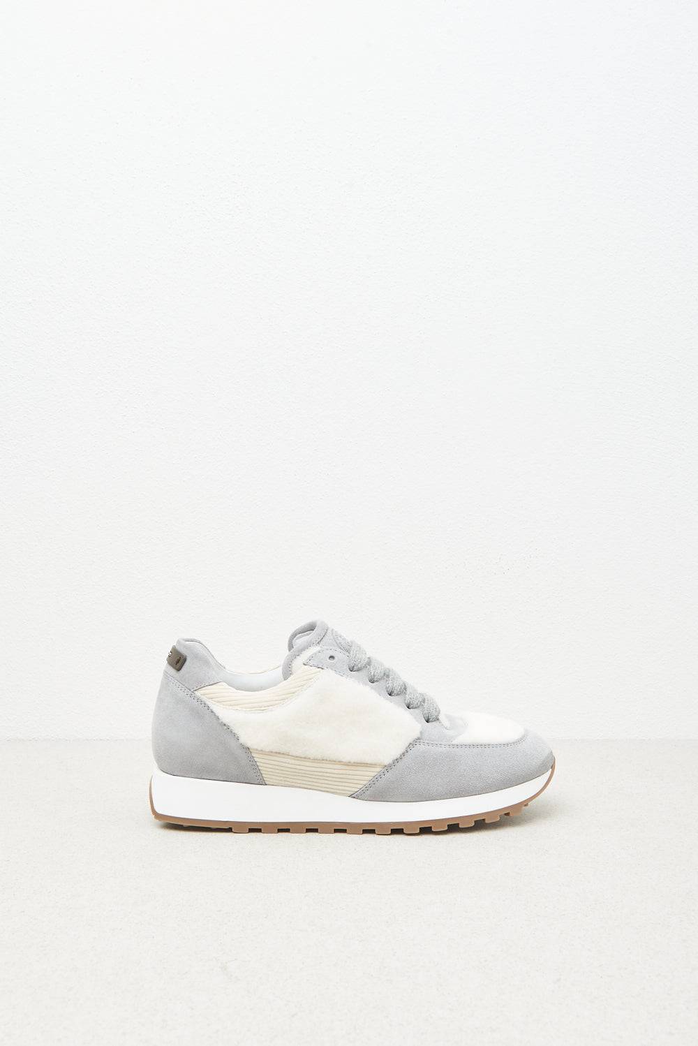 Peserico Sneakers in vera pelle e eco-pelliccia Offerta