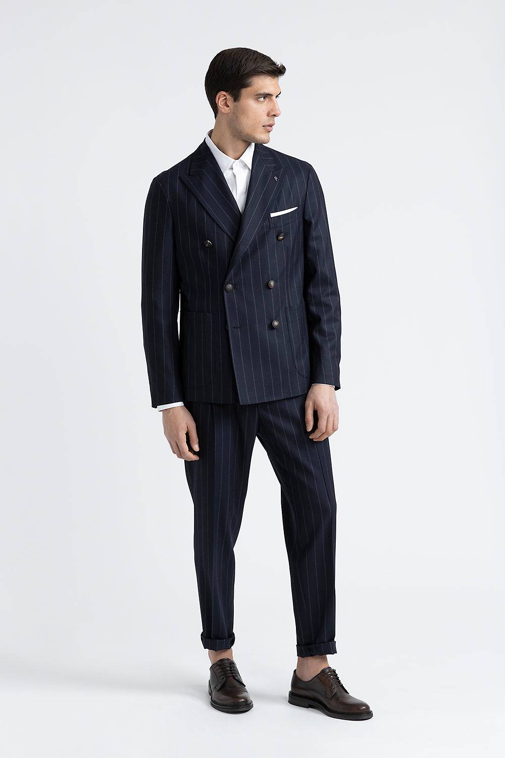 Peserico Blazer doppiopetto in lana gessata Hotsell