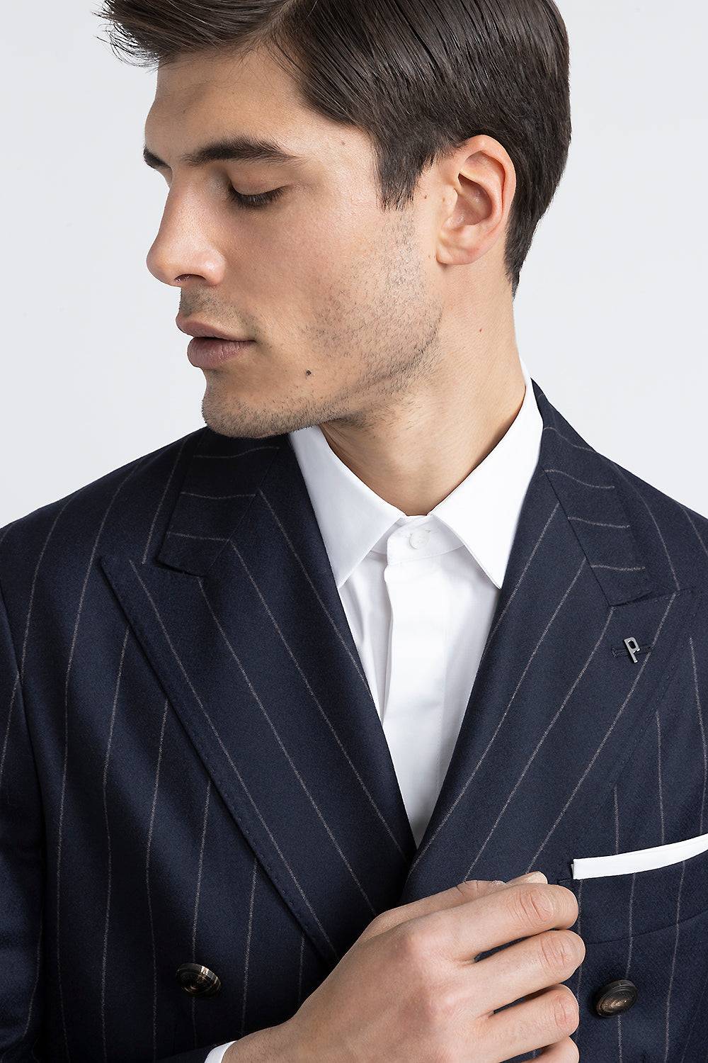 Peserico Blazer doppiopetto in lana gessata Hotsell