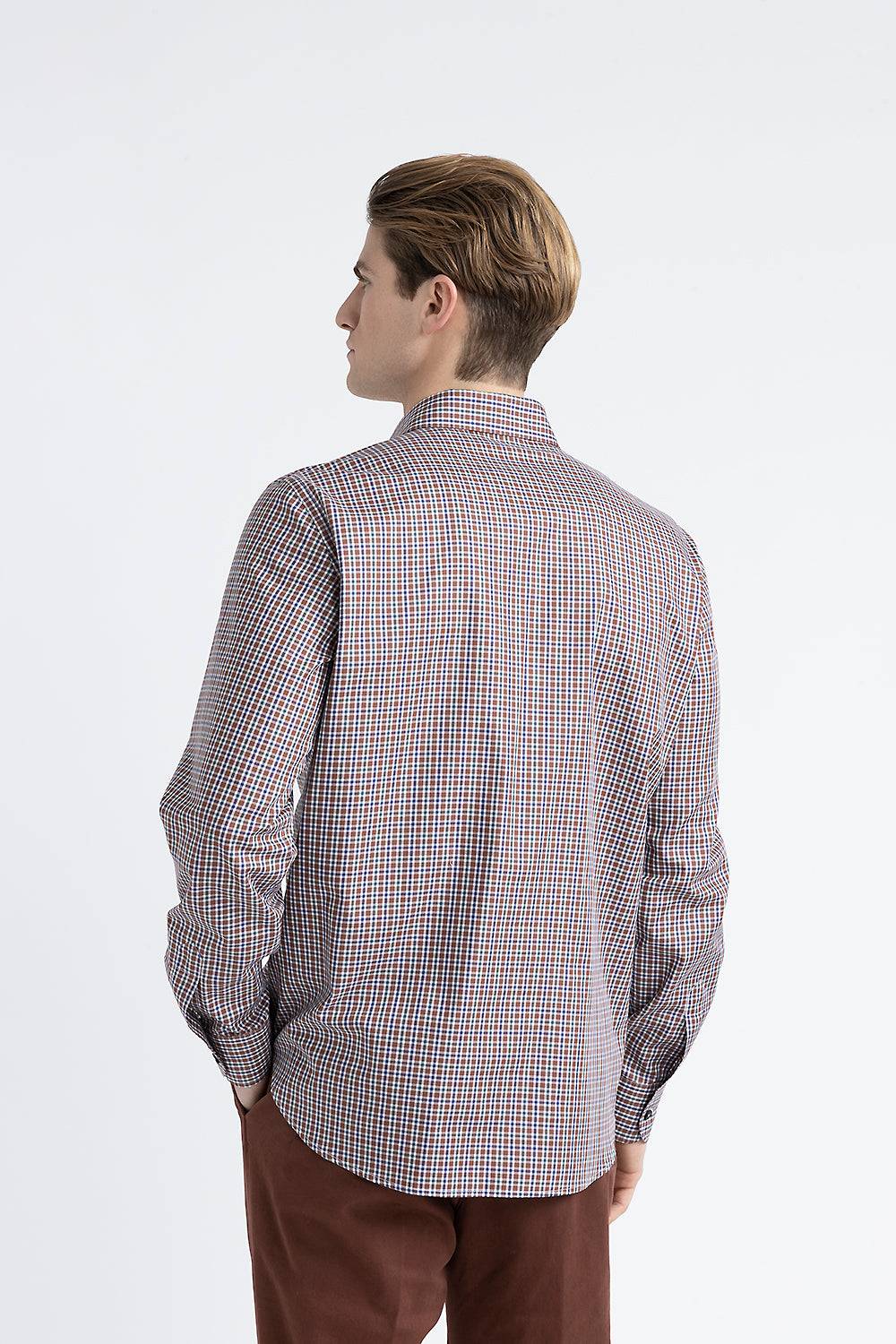 Peserico Camicia in cotone con micro check Fino Al -60%