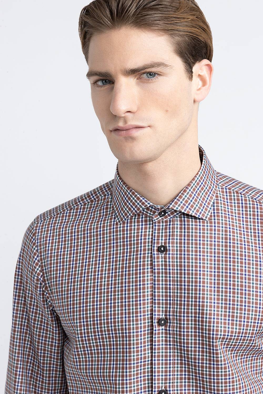 Peserico Camicia in cotone con micro check Fino Al -60%