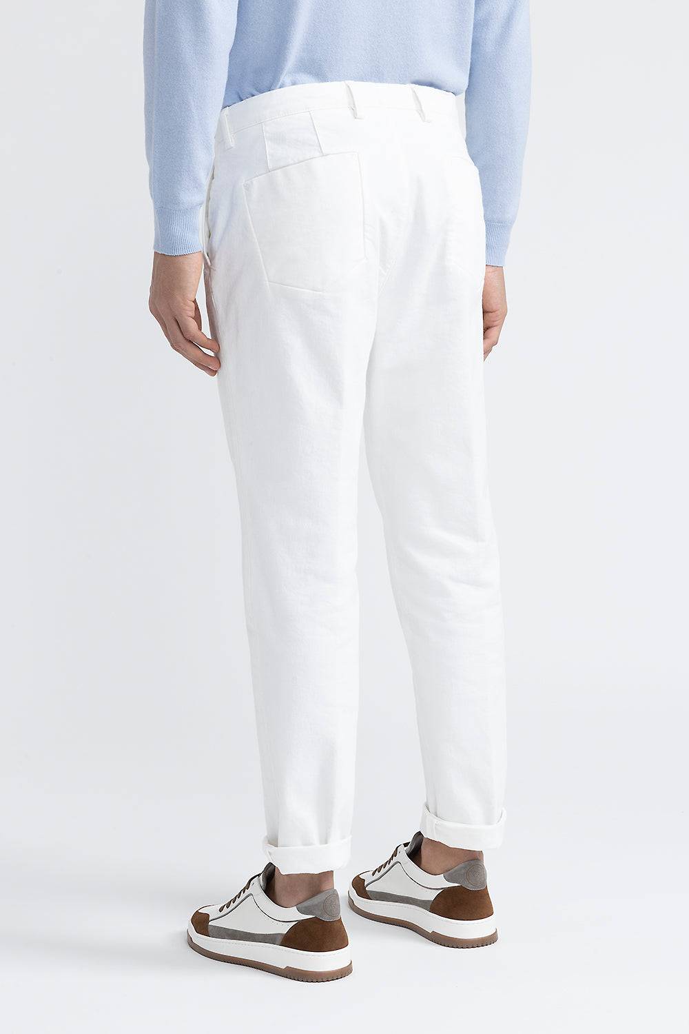 Peserico Pantalone chino in bull denim bianco In Vendita