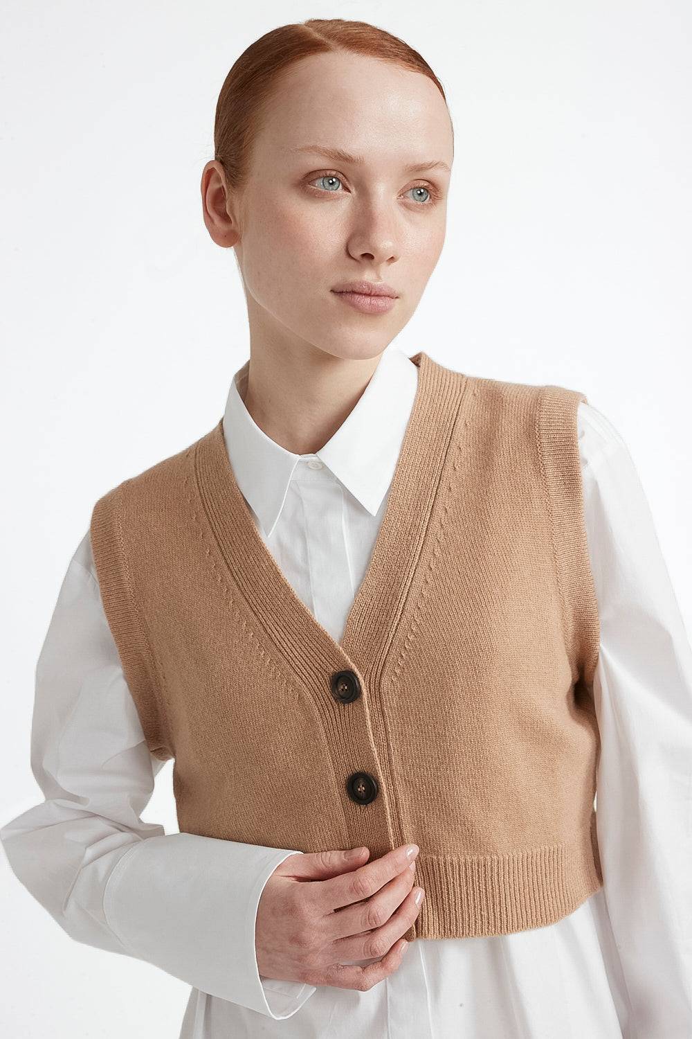 Peserico Gilet con bottoni lana merinos extrafine e cashmere Presa