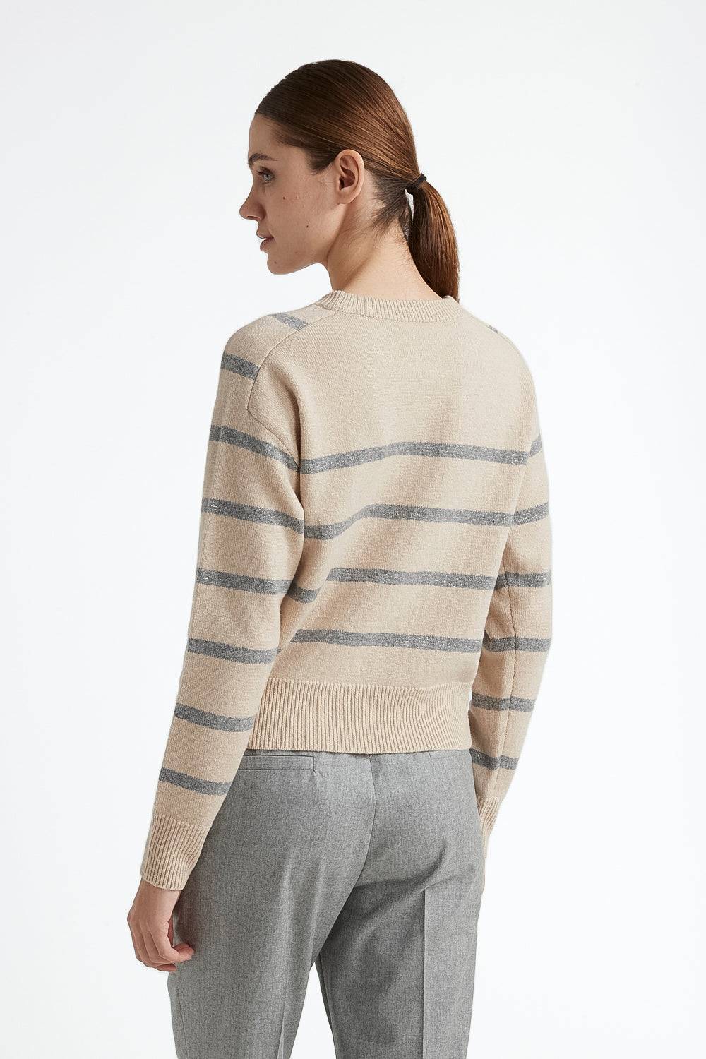 Peserico Maglia in lana e chashmere con righe in lurex Sconto
