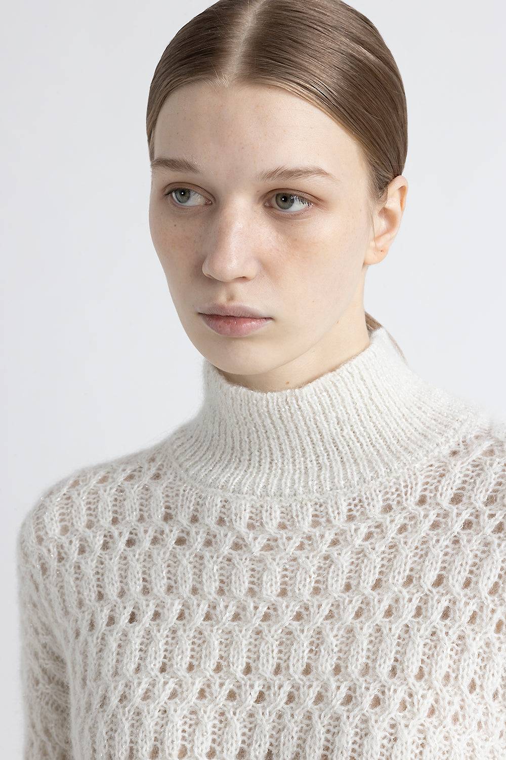 Peserico Maglia collo alto in lana d'alpaca intrecciata Hotsell