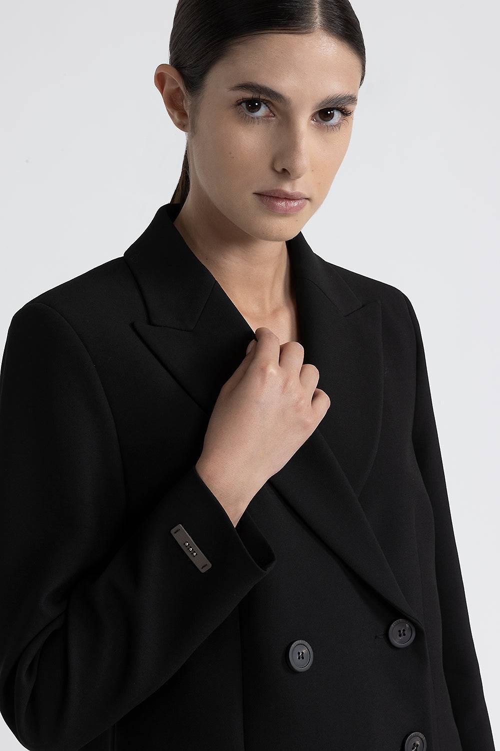 Peserico Blazer doppiopetto crop in viscosa e cotone Nuova