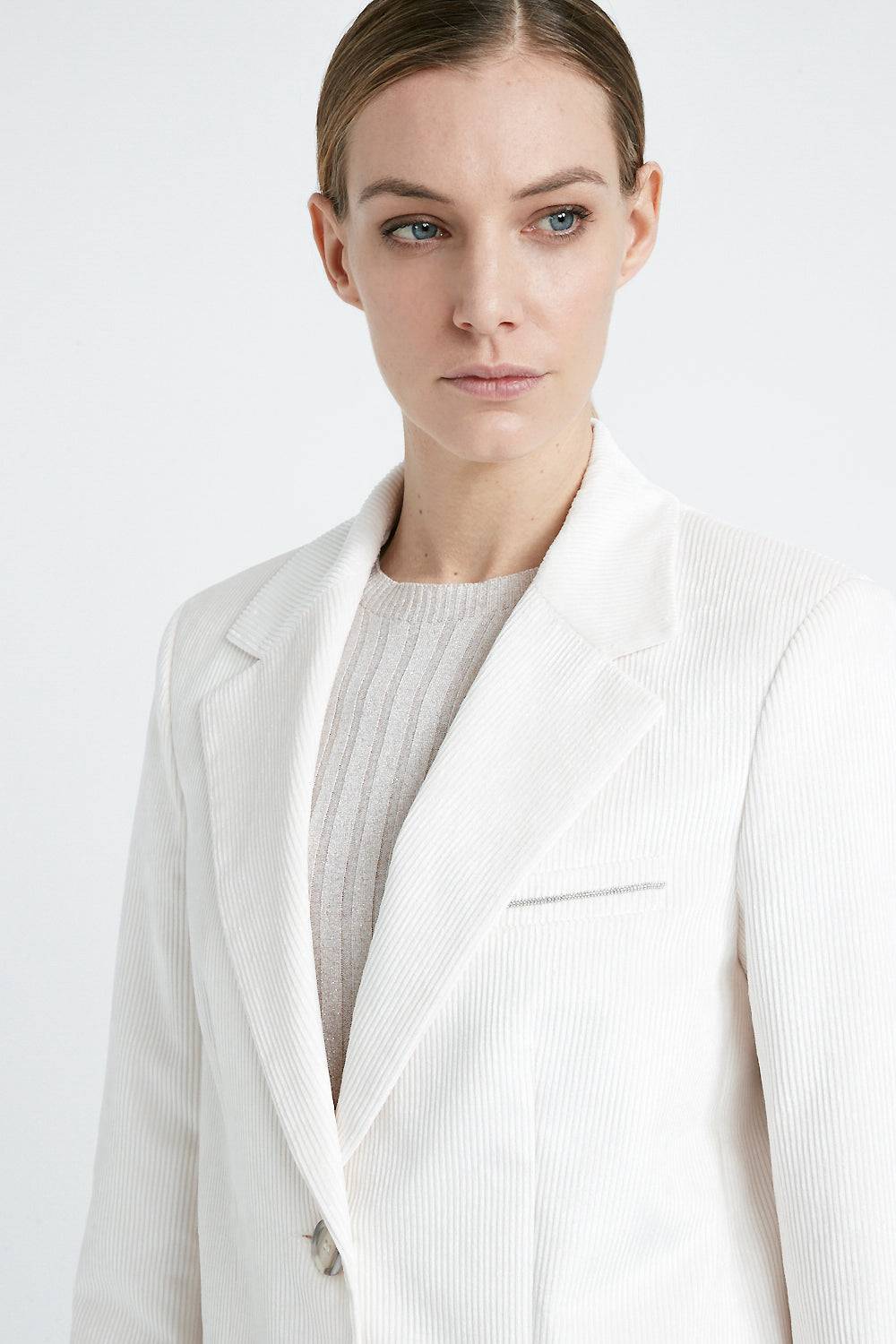 Peserico Blazer monopetto in velluto 1000 righe di cotone e viscosa Moda