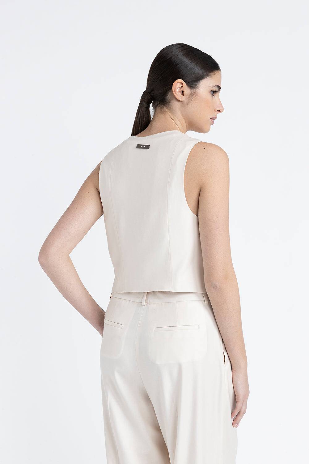 Peserico Gilet monopetto tre bottoni in twill di lana viscosa 2025