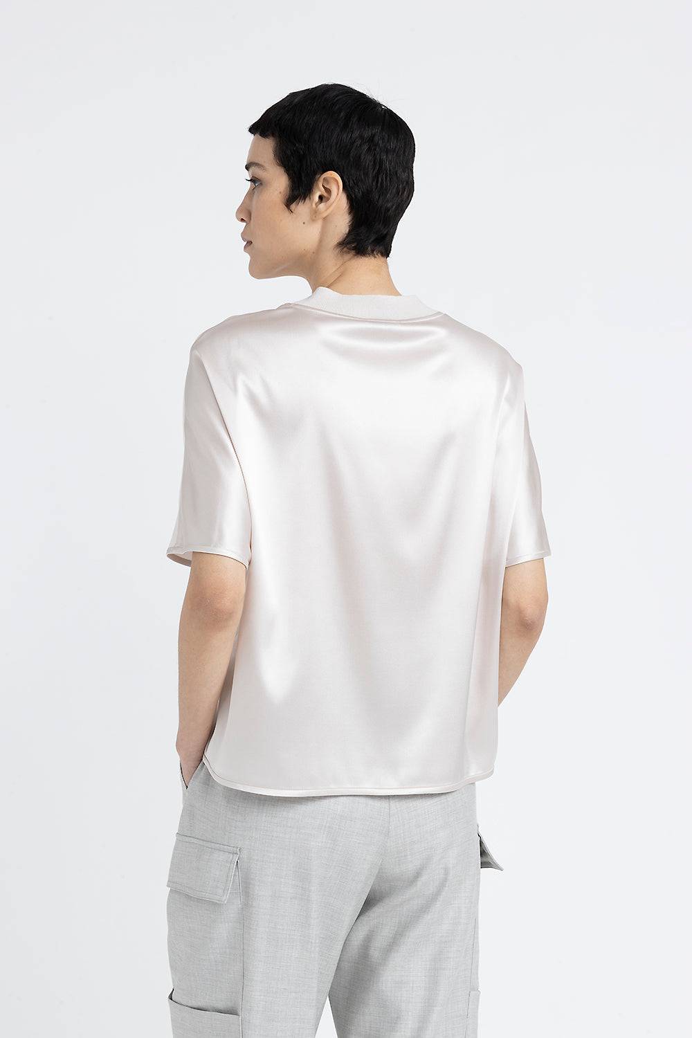Peserico T-shirt girocollo in raso di seta Italy